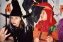 Purim at the volunteerspub,on the left Linda as an Witch